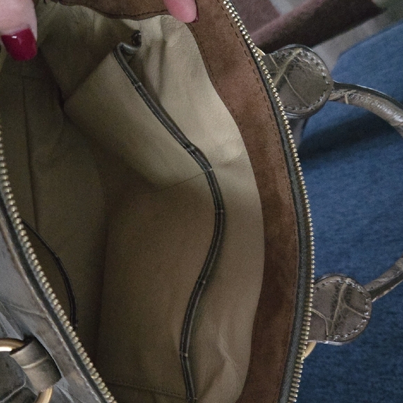 Dooney & Bourke Crocodile-Embossed Satchel in Brown - Picture 4 of 12